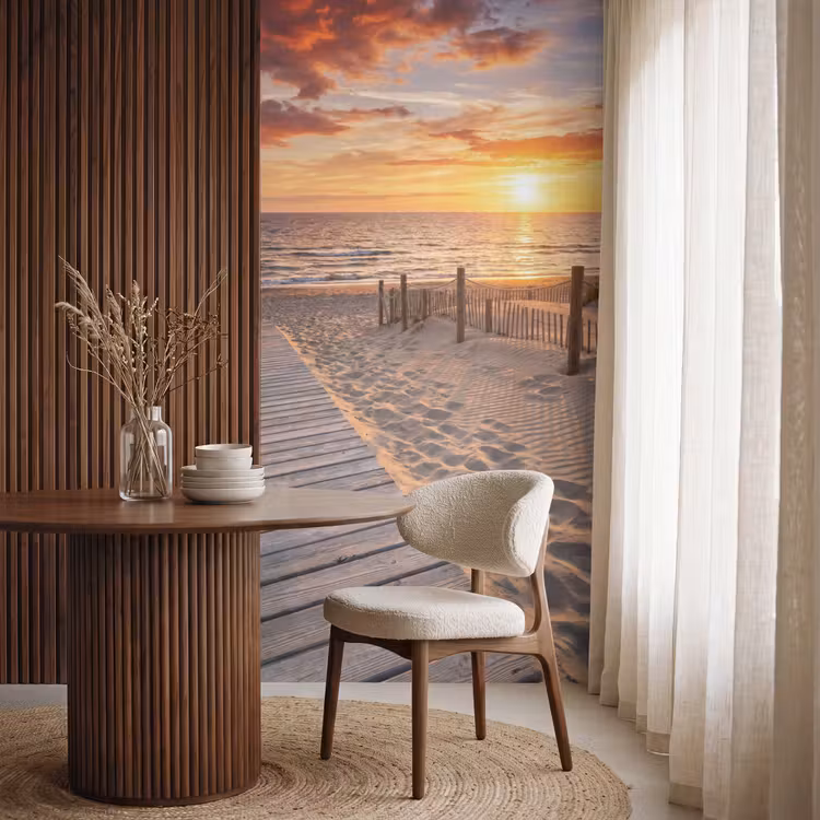 Behang - Strand - Zonsondergang - Zee - Natuur - Oranje — 4