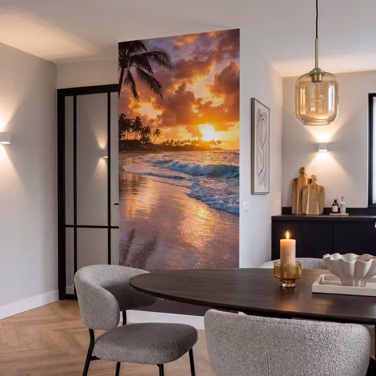 Behang - Strand - Zonsopgang - Tropisch - Natuur - Oranje — 5