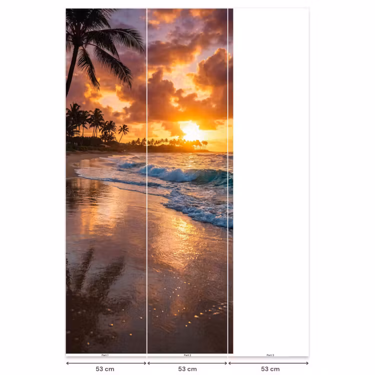 Behang - Strand - Zonsopgang - Tropisch - Natuur - Oranje — 6