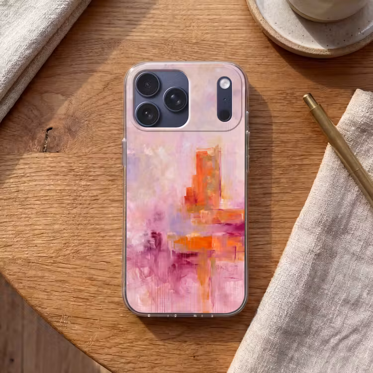 Telefoonhoesje Softcase - Abstract - Borstelstreken - Kunst - Paars - Goud — 2