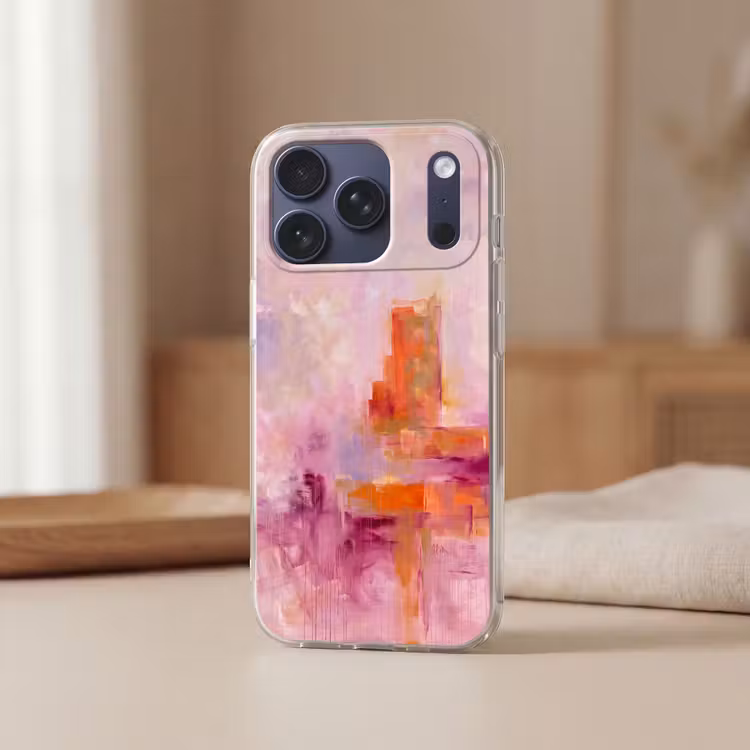 Telefoonhoesje Softcase - Abstract - Borstelstreken - Kunst - Paars - Goud — 3