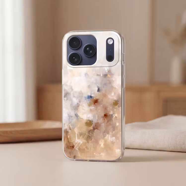 Telefoonhoesje Softcase - Abstract - Borstelstreken - Modern - Beige - Kunst — 3