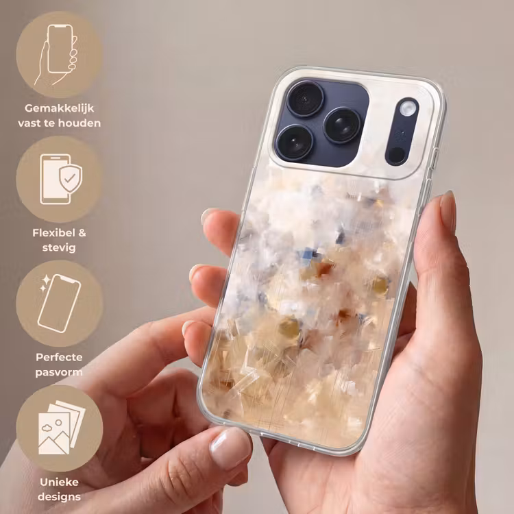 Telefoonhoesje Softcase - Abstract - Borstelstreken - Modern - Beige - Kunst — 4