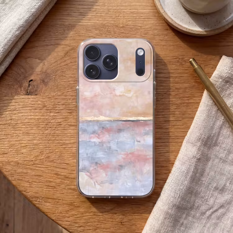 Telefoonhoesje Softcase - Abstract - Horizontaal - Kunst - Roze - Goud — 2