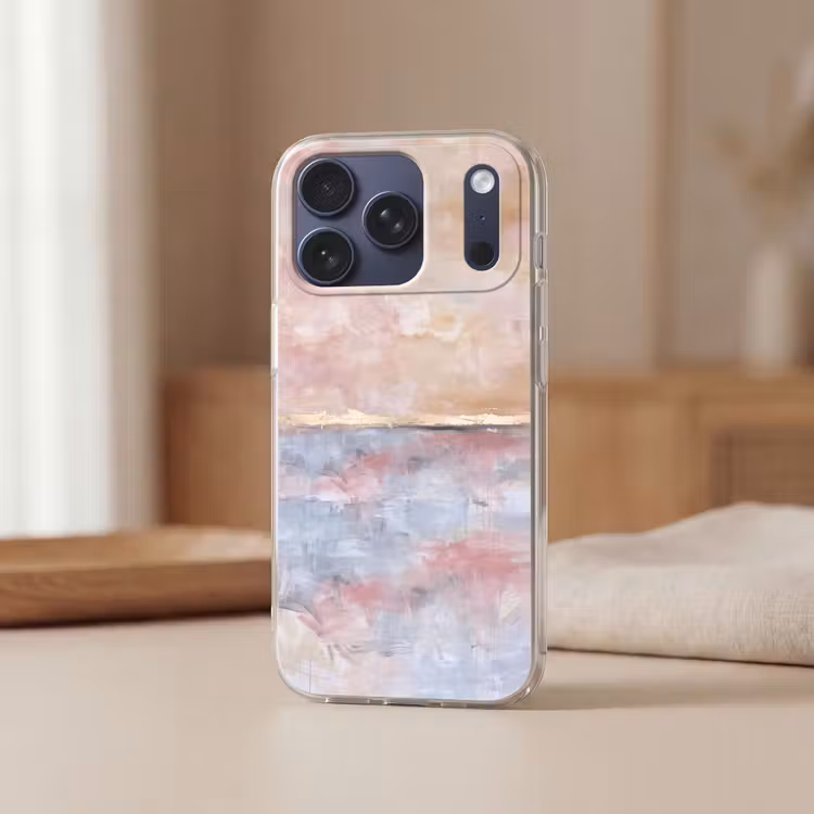 Telefoonhoesje Softcase - Abstract - Horizontaal - Kunst - Roze - Goud — 3