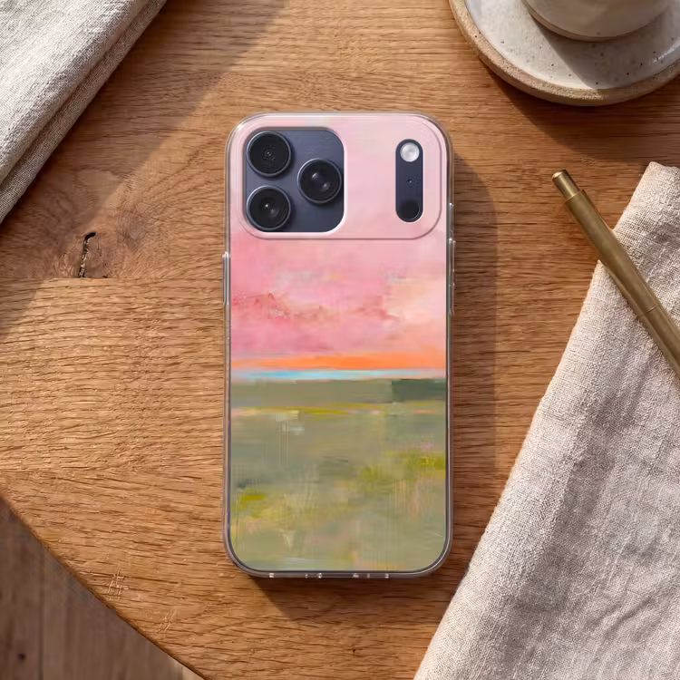 Telefoonhoesje Softcase - Abstract - Landschap - Modern - Roze - Oranje — 2