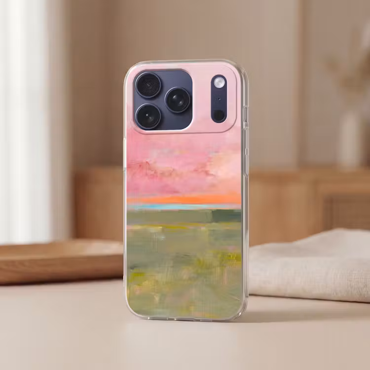 Telefoonhoesje Softcase - Abstract - Landschap - Modern - Roze - Oranje — 3