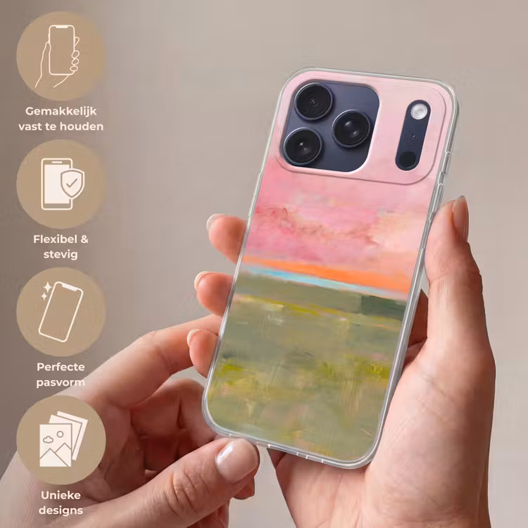 Telefoonhoesje Softcase - Abstract - Landschap - Modern - Roze - Oranje — 4