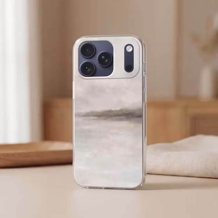 Telefoonhoesje Softcase - Abstract - Landschap - Nevel - Modern - Grijs — 3