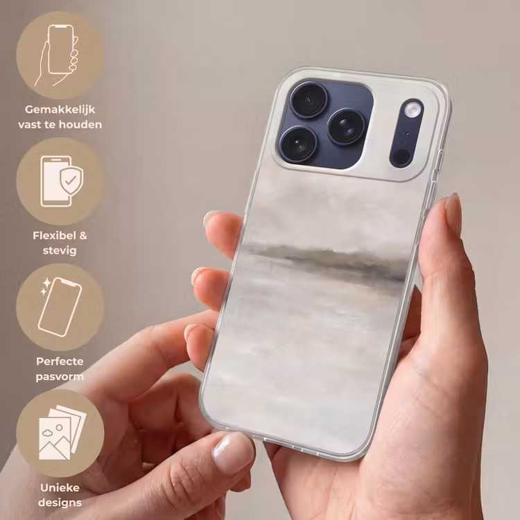 Telefoonhoesje Softcase - Abstract - Landschap - Nevel - Modern - Grijs — 4