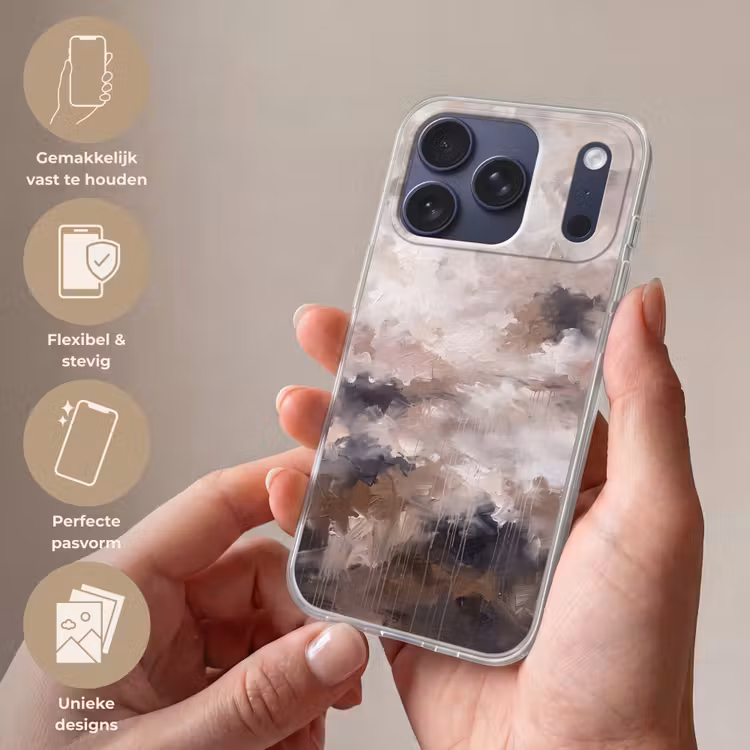 Telefoonhoesje Softcase - Abstract - Textuur - Kunst - Modern - Beige — 4