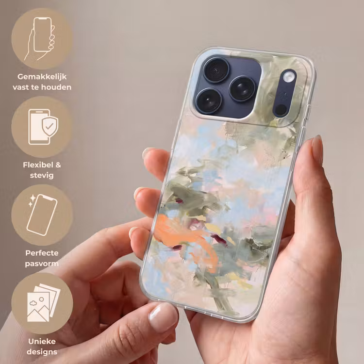 Telefoonhoesje Softcase - Abstract - Borstelstreken - Kunst - Modern - Pastel — 4