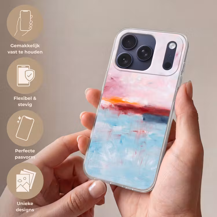 Telefoonhoesje Softcase - Abstract - Kleuren - Modern - Kunst - Roze — 4