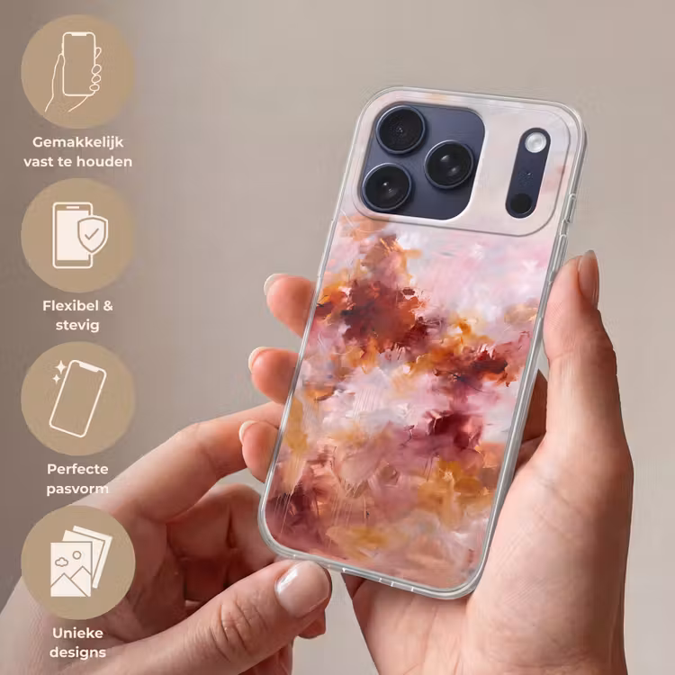 Telefoonhoesje Softcase - Abstract - Kleurrijk - Kunst - Modern - Roze-Rood — 4
