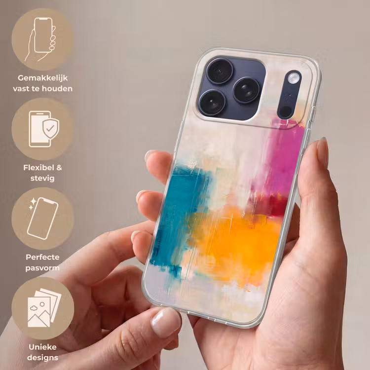 Telefoonhoesje Softcase - Abstract - Kleurrijk - Modern - Kunst - Oranje — 4