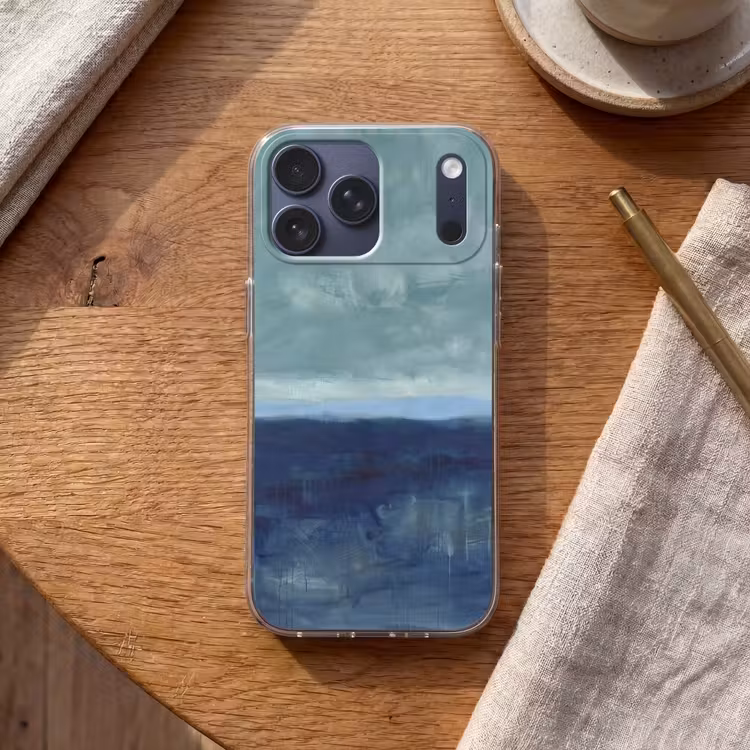 Telefoonhoesje Softcase - Abstract - Lagen - Rust - Modern - Blauw — 2