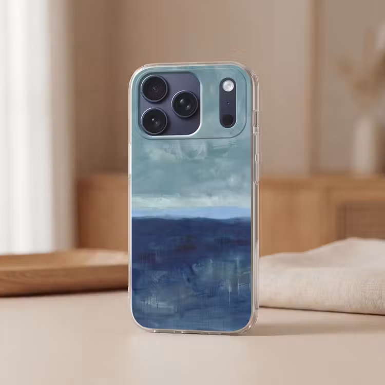 Telefoonhoesje Softcase - Abstract - Lagen - Rust - Modern - Blauw — 3