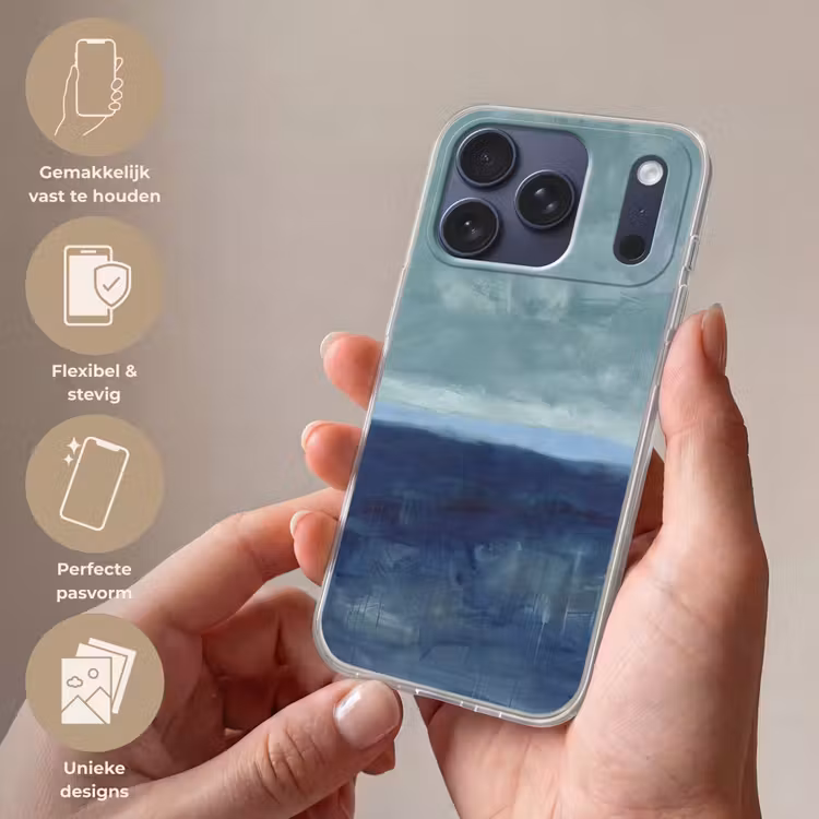 Telefoonhoesje Softcase - Abstract - Lagen - Rust - Modern - Blauw — 4