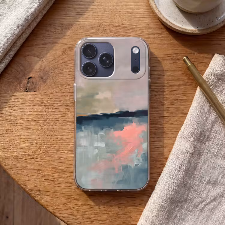 Telefoonhoesje Softcase - Abstract - Landschap - Kunst - Modern - Groen - Blauw — 2