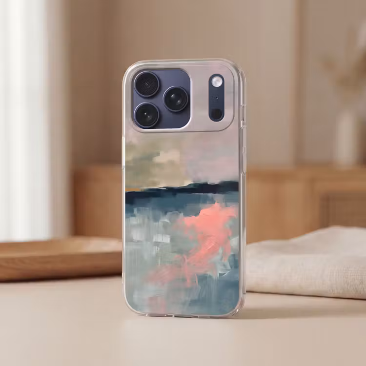 Telefoonhoesje Softcase - Abstract - Landschap - Kunst - Modern - Groen - Blauw — 3