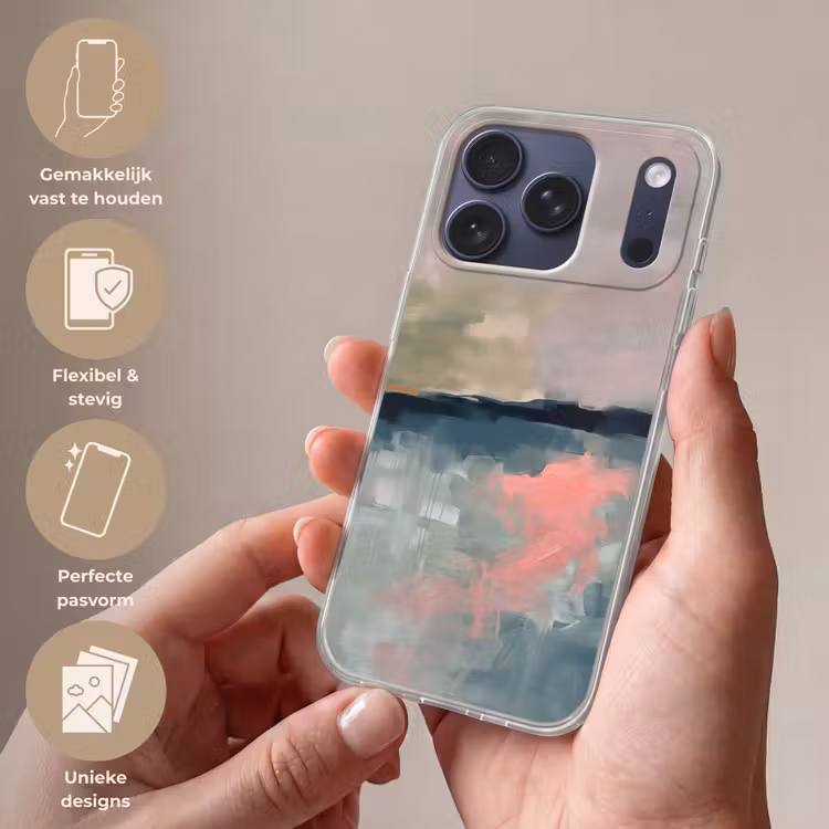 Telefoonhoesje Softcase - Abstract - Landschap - Kunst - Modern - Groen - Blauw — 4