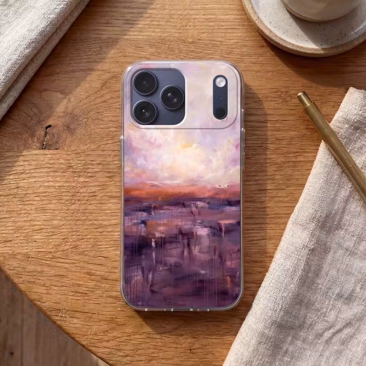 Telefoonhoesje Softcase - Abstract - Landschap - Modern - Paars - Oranje — 2