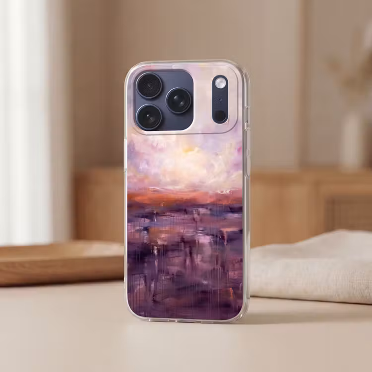 Telefoonhoesje Softcase - Abstract - Landschap - Modern - Paars - Oranje — 3
