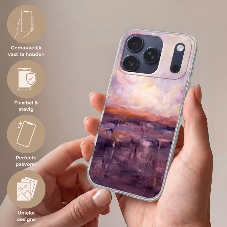 Telefoonhoesje Softcase - Abstract - Landschap - Modern - Paars - Oranje — 4