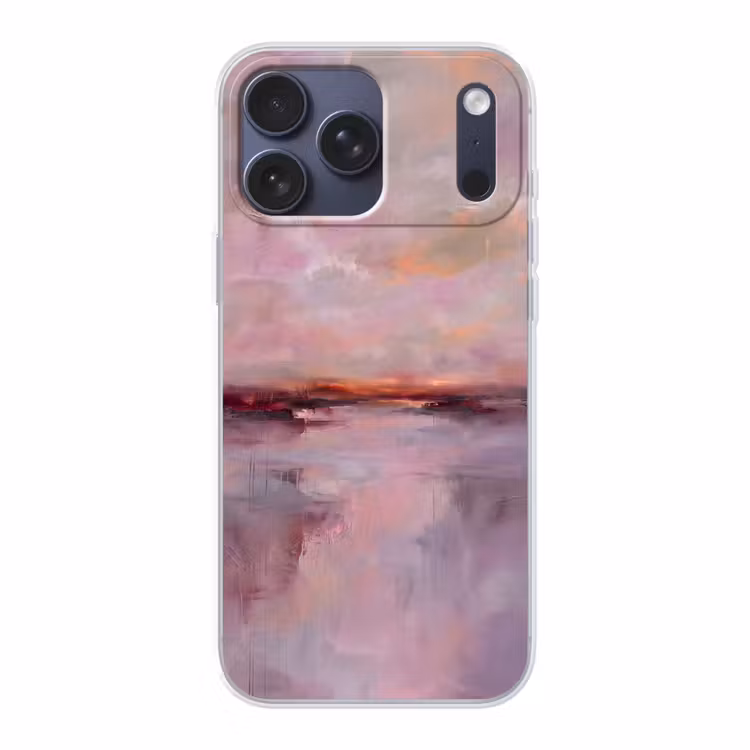 Telefoonhoesje Softcase - Landschap - Zonsondergang - Abstract - Modern - Roze — 1