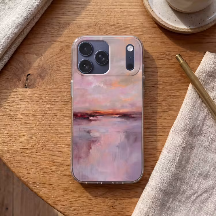 Telefoonhoesje Softcase - Landschap - Zonsondergang - Abstract - Modern - Roze — 2
