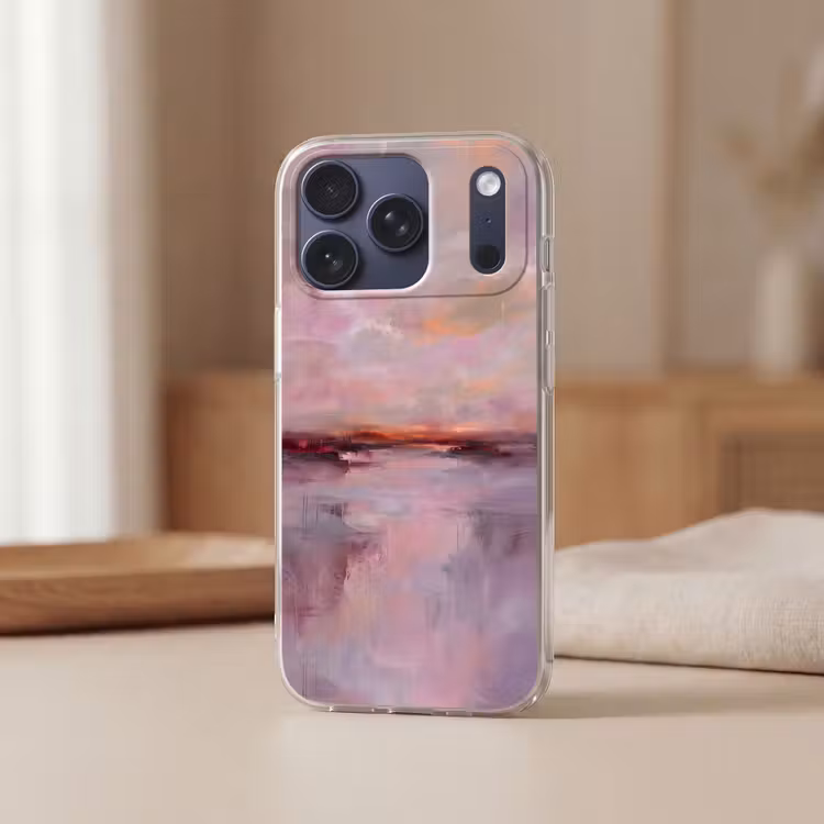 Telefoonhoesje Softcase - Landschap - Zonsondergang - Abstract - Modern - Roze — 3