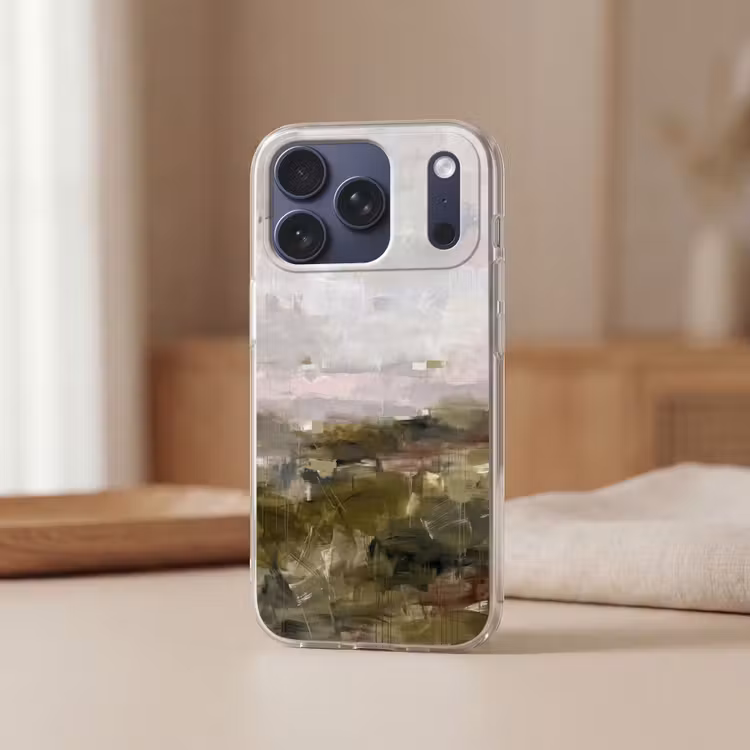 Telefoonhoesje Softcase - Abstract - Gelaagd - Kunst - Modern - Grijs-Groen — 3