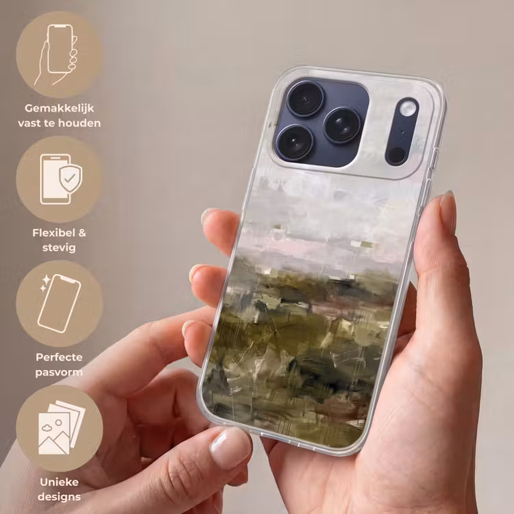 Telefoonhoesje Softcase - Abstract - Gelaagd - Kunst - Modern - Grijs-Groen — 4