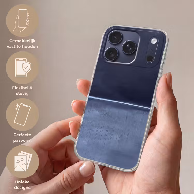 Telefoonhoesje Softcase - Abstract - Horizontale lijn - Minimalistisch - Donkerblauw - Kunst — 4