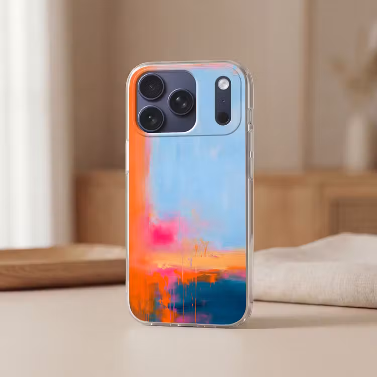 Telefoonhoesje Softcase - Abstract - Kleurvlakken - Modern - Oranje - Blauw — 3
