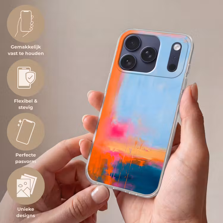 Telefoonhoesje Softcase - Abstract - Kleurvlakken - Modern - Oranje - Blauw — 4