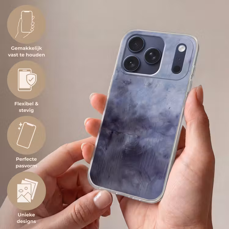 Telefoonhoesje Softcase - Abstract - Kwaststreken - Modern - Kunst - Grijs — 4