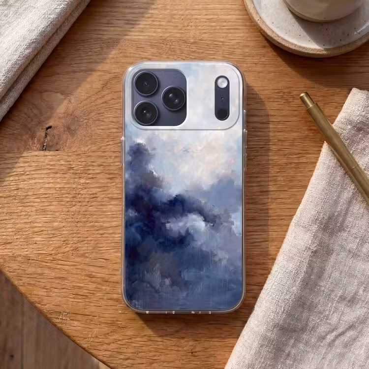 Telefoonhoesje Softcase - Abstract - Wolken - Modern - Blauw - Kunst — 2