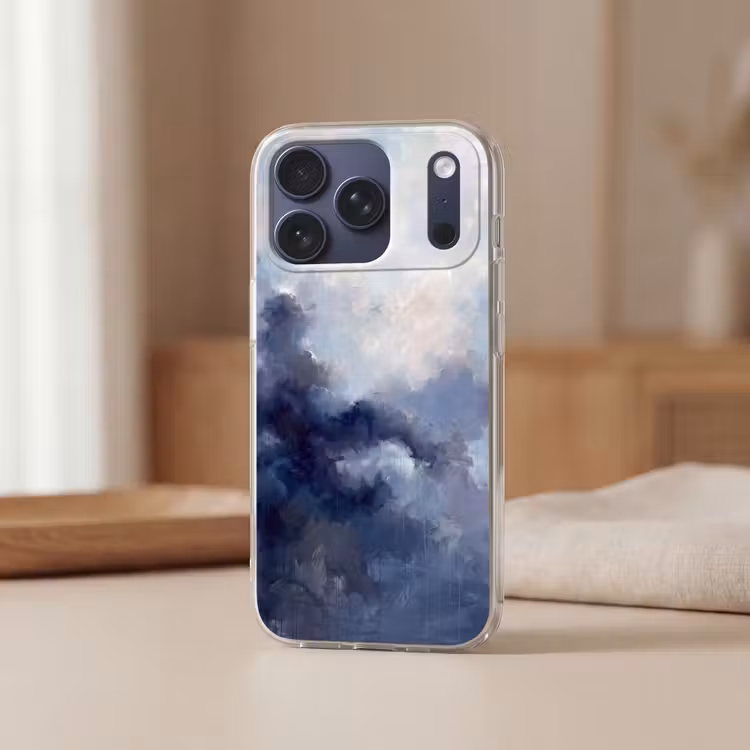 Telefoonhoesje Softcase - Abstract - Wolken - Modern - Blauw - Kunst — 3