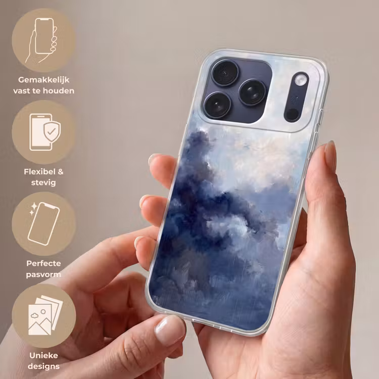 Telefoonhoesje Softcase - Abstract - Wolken - Modern - Blauw - Kunst — 4