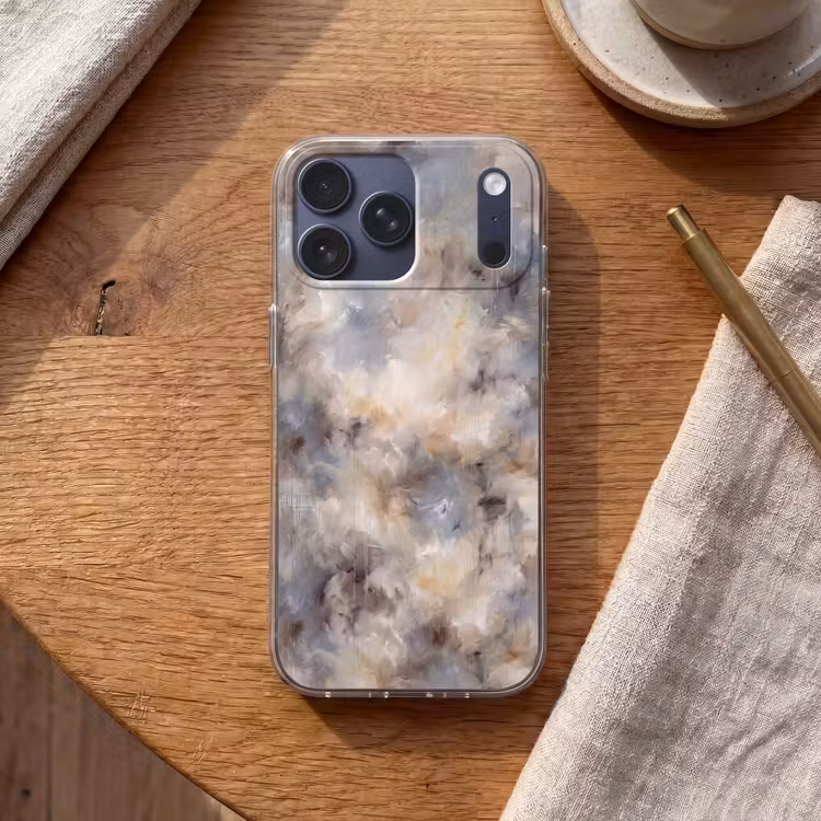 Telefoonhoesje Softcase - Abstract - Wolken - Sfeervol - Beige - Grijs — 2