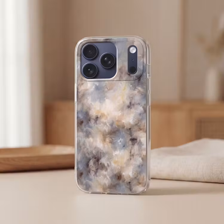 Telefoonhoesje Softcase - Abstract - Wolken - Sfeervol - Beige - Grijs — 3