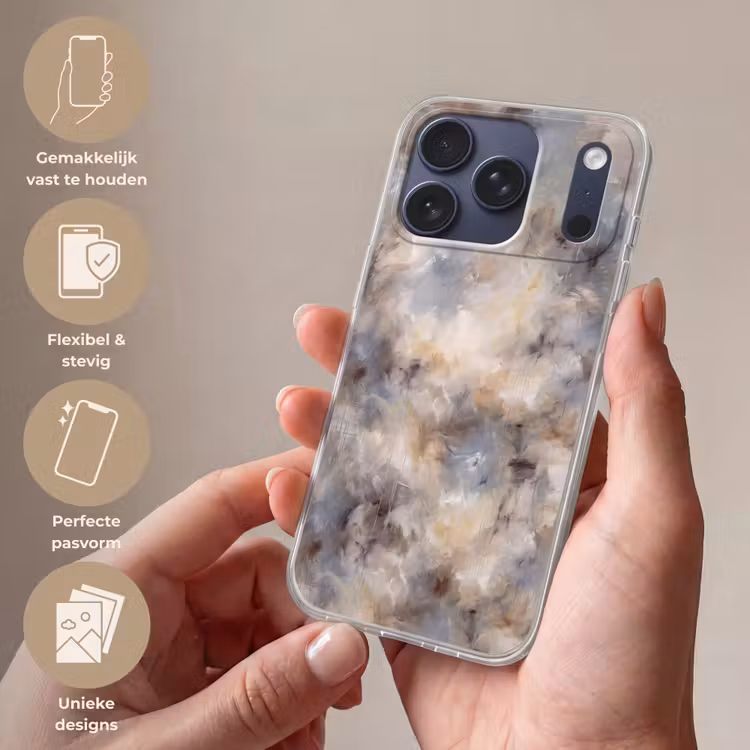 Telefoonhoesje Softcase - Abstract - Wolken - Sfeervol - Beige - Grijs — 4
