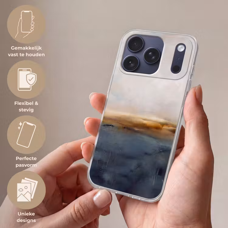 Telefoonhoesje Softcase - Abstract - Horizon - Water - Modern - Beige — 4