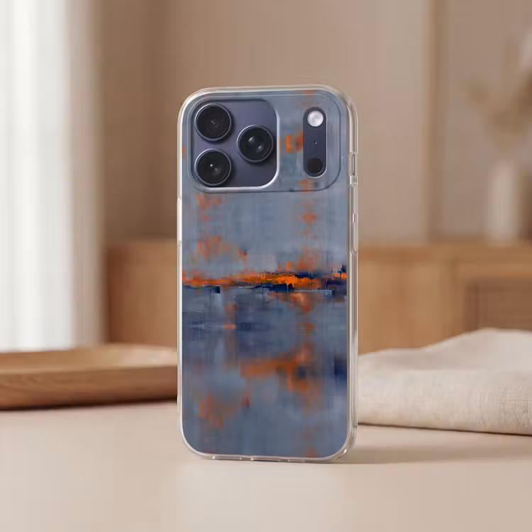 Telefoonhoesje Softcase - Abstract - Kleuren - Modern - Oranje - Grijs — 3