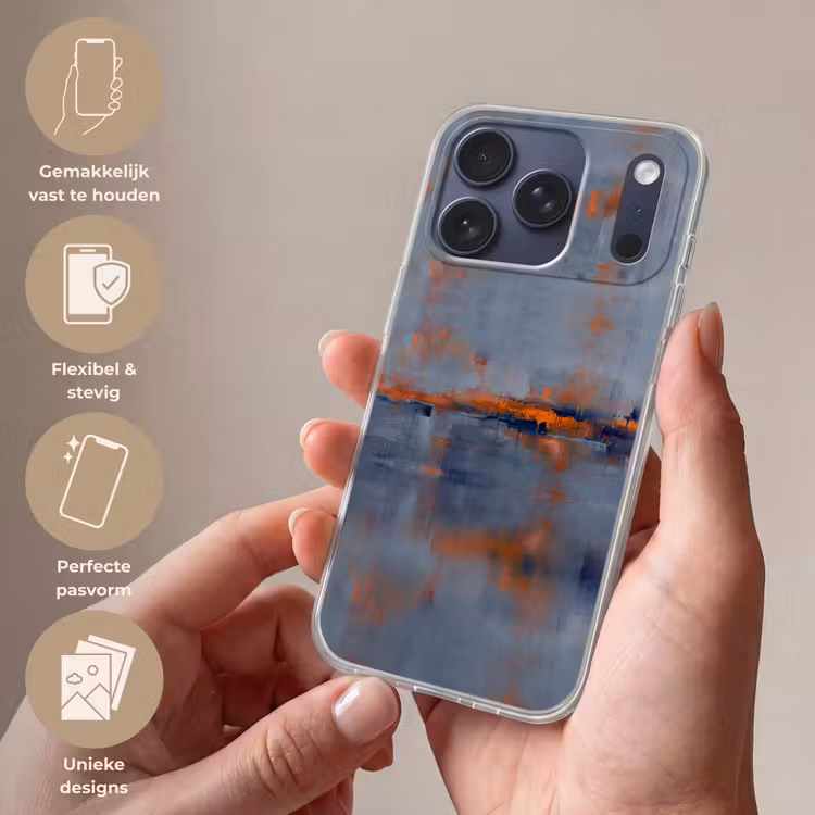 Telefoonhoesje Softcase - Abstract - Kleuren - Modern - Oranje - Grijs — 4