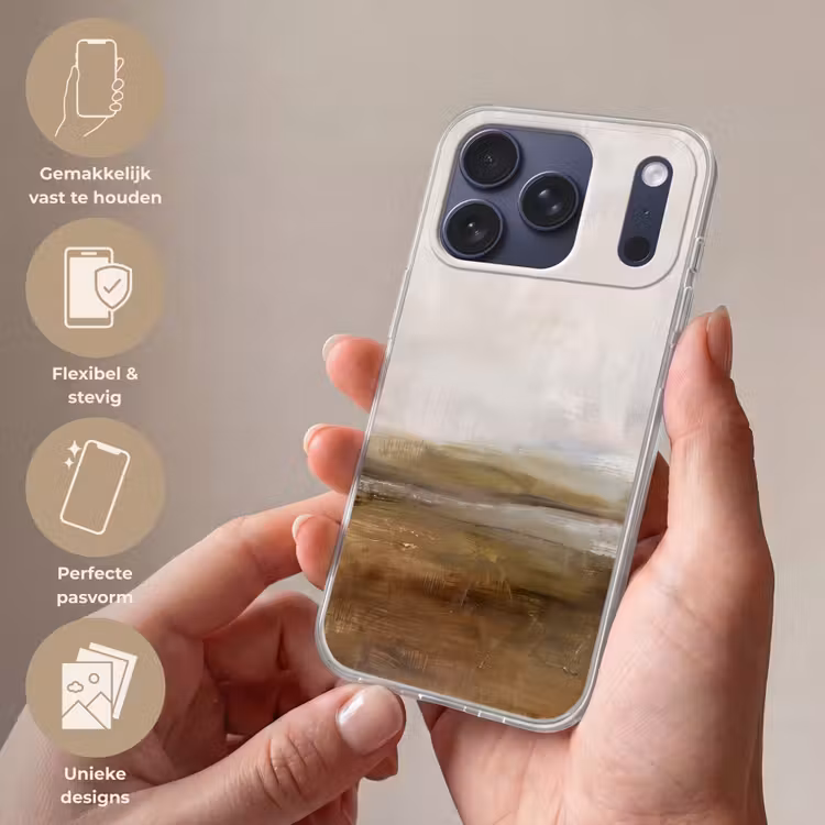 Telefoonhoesje Softcase - Abstract - Landschap - Natuur - Beige - Bruin — 4