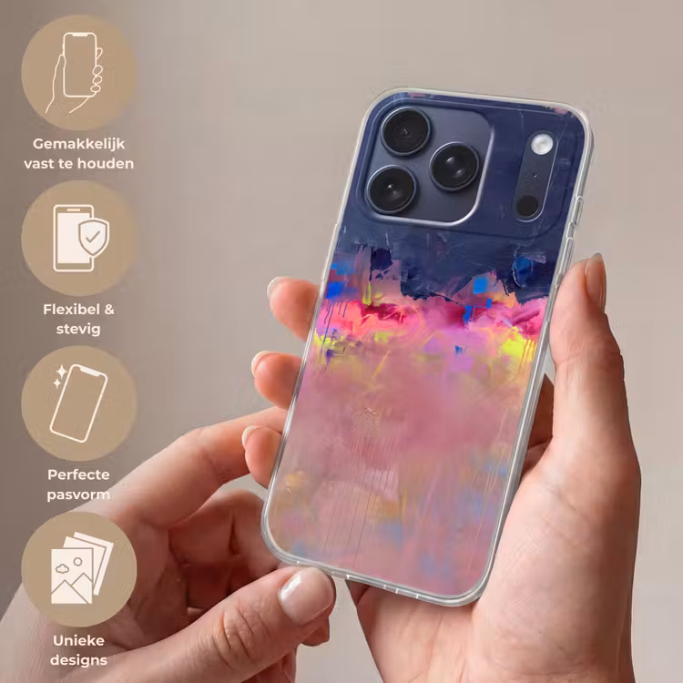 Telefoonhoesje Softcase - Abstract - Textuur - Kleuren - Modern - Roze — 4