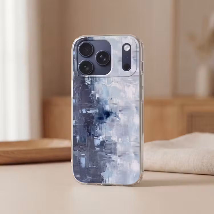 Telefoonhoesje Softcase - Abstract - Textuur - Kunst - Modern - Blauw — 3