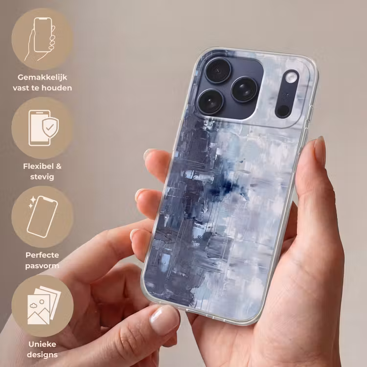 Telefoonhoesje Softcase - Abstract - Textuur - Kunst - Modern - Blauw — 4